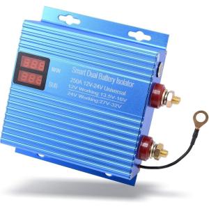 image250 AMP Universal 12V24V VSR Voltage Sensitive Relay Intelligent Dual Battery Isolator Kit for Car Truck RV Emergency Battery Starter Switch Heavy Duty Charge Power Relay250 AMP