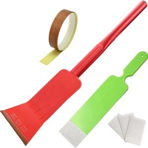 imageAutomotive Bulldozer Squeegee Extended Handle Longer Reach Back Glass Tool Window Film Installing Paddle Scrubber with Repalcement Cleaning Pads ampamp Slip Tape