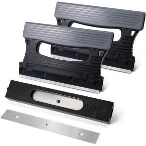 imageNEWISHTOOL 2 PCS 6 Inch Razor Blade Scraper Tool for Scraping Glue Residue Wallpaper Sticker Caulk Paint Vinyl Wrap Handheld Adhesive Remover Razor Scraper with 10 PCS Double Sided Steel Blades