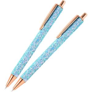 imageNEWISHTOOL 2 Pack Glitter Pin Pen Weeding Tool Air Relase Pen for Car Wrap Installation Vinyl Craft Adhesive Weeding and Removing Negative Pieces Shinny Sequins Weed Pens for VinylGlitter Blue