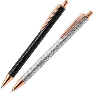 imageNEWISHTOOL 2 Pack Glitter Pin Pen Weeding Tool Air Relase Pen for Car Wrap Installation Vinyl Craft Adhesive Weeding and Removing Negative Pieces Shinny Sequins Weed Pens for VinylShiny BlackSilver
