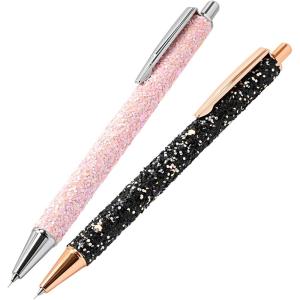 imageNEWISHTOOL 2 Pack Glitter Pin Pen Weeding Tool Air Relase Pen for Car Wrap Installation Vinyl Craft Adhesive Weeding and Removing Negative Pieces Shinny Sequins Weed Pens for VinylGlitter Pink  Black