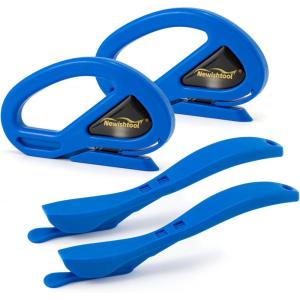 imageNEWISHTOOL 4 Pack Blue Wrap Cutter Wrapping Paper Cutter Safety Knife for Cutting Wrap Papers Craft Paper 2 Types Sliding Cut Tool Paper Slitter KnifeBlue