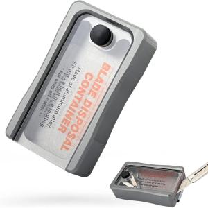 imageNEWISHTOOL Blade Disposal Container Storage Box Safety to Dispose of Most 9mm 18mm Snap Off Utility Knife Blades Portable Plastic Blades Breaker Bank with Magnet and ClipAluminum Alloy