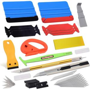 imageNEWISHTOOL Car Wrap Tools PPF Installation Kit Vinyl Wrap Tool Kit with Felt Squeegee Film Cutter Bubble Release Pen Utility Knife for Car Wrapping Window Tint Application ampamp Wallpaper SmoothingCR002