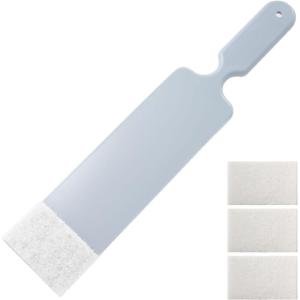 imageNEWISHTOOL Long Reach Auto Bulldozer Squeegee Mini Paddle Scrubber for Window Tint Film Installing and Vehicle WindshieldRear Window Glass Cleaning 1 PC Bulldozer Tint Tool and 3 PCS Scrub PadsGray