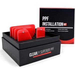 imageNEWISHTOOL PPF Squeegee for Vinyl Soft Rubber Scraper PPF Tools 3IN1 Small Squeegee for Paint Protection Film Installing Vinyl Wrap Window Tint Auto Glass Cleaning TPU Scraping Tool Scratch FreeMagnet Red Box Set