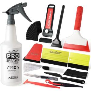 imageNEWISHTOOL Profi Window Tint Kit Vinyl Wrap Tool Car Window Tint Tools Felt Squeegee for Vinyl Sprayer Bottle Micro Tucking Squeegee Rubber PPF Tools Razor Scraper and Safety Cutter Knife Tint Kit