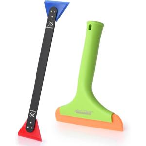 imageNEWISHTOOL Small Squeegee for Vinyl Mini Squeegee for Car Windows Shower Squeegee for Glass Doors Silicone Blade Wiper 2 in 1 Hardness Rubber Blade Squeegee for PPF Install Window Film Application