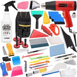 imageNEWISHTOOL Vehicle Wrapping Car Wrap Tool Vinyl Wrap Kit with Heat Gun for Vinyl Window Tint Spray Bottle Tint Tools Bag Magnets Felt Squeegee and Water Blades