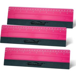 imageNEWISHTOOL Vinyl Wrap Squeegee for Vinyl Big Size Wallpaper Smoothing Squeegee 3 Pack 25CM Decals Squeegee with Ruler ampamp Micro Suede Felt Edge for Sign Making Graphic Window Tint Film ApplicationRose Pink