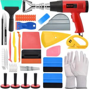 imageNEWISHTOOL Vinyl Wrap Tool Kit with Heat Gun Car Wrap Kit Felt Squeegee Tucking Squeegee Gloves Magnets Holder Window Tint Tools for Car Film Installation