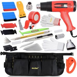 imageNEWISHTOOL Vinyl Wrap Tool Kit with Heat Gun and Apron Pouch Felt Squeegee Knife Gloves Vehicle Car Window Tint Tools Wrap Kit
