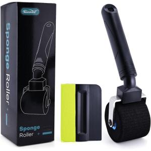 imageNEWISHTOOL Vinyl Wrap Tools 2Inch Sponge Seam Roller for Uneven Textured Areas Car Wrapping Rivet Roller Tool Felt Squeegee for Decal Film Application Wallpaper Smoothing