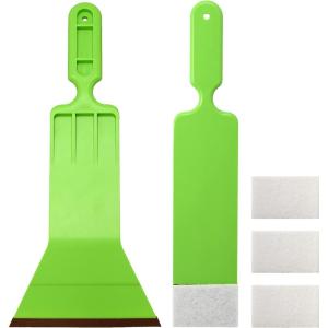 imageNEWISHTOOL Window Tint Tools Bulldozer Squeegee Kit Green Wide Mouth ampamp Scrubber Paddle Scraper with Spare Scouring Pads for Windshield Cleaning Window Film Installing Long Handle Tint ToolsGreen