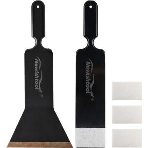 imageNEWISHTOOL Window Tint Tools Bulldozer Squeegee Kit Green Wide Mouth ampamp Scrubber Paddle Scraper with Spare Scouring Pads for Windshield Cleaning Window Film Installing Long Handle Tint ToolsBlack