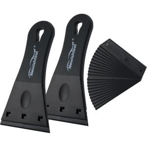 imageNewishTool Plastic Razor Scraper with 3Inch Blade Pack of 2 with 20 Extra Blades for Glue Residue Labels Decals ampamp Stickers on Windows ampamp Glass