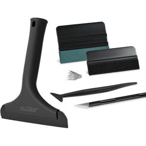 imageNEWISHTOOL Car Window Film Application Kit Vinyl Wrap Kit Auto Window Tint Tool Kit Wallpaper Smoothing Tool Includes Flet Squeegee Tucking Squeegee Silicone Scraper and Film Cutting Knife Set