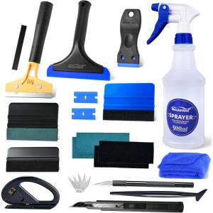 imageNEWISHTOOL Vehicle Wrap Tool Vinyl Wrap Tool Kit Includes Sprayer Bottle Felt SqueegeeRazor Blades Film Cutting Knife for Window Tinting ampamp Film Installation