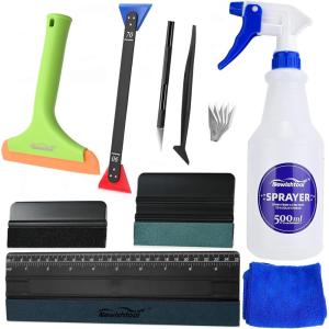 imageNEWISHTOOL Window Film Application Tool Car Wash Windshield Side Mirror Cleaning Tool Kit Vehicle Vinyl Wrap Kit Spray Squeegee Set