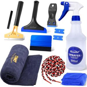 imageNEWISHTOOL Window Tint Tools Vinyl Wrap Tools Includes Sprayer Bottle Dash Towel and Soak RopeFelt Squeegee for Windshield Cleaning and Film Installation