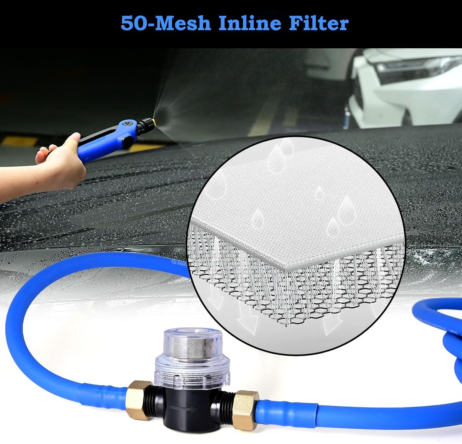 imageNEWISHTOOL Tint Keg Sprayer with 50 Mesh Micro Filter Ball Lock Quick Connect 13Ft4M Hose for Window Tinting PPF Installation Auto Detailing Car Cleaning and Garden Watering8 Meters