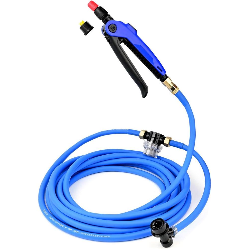 imageNEWISHTOOL Tint Keg Sprayer with 50 Mesh Micro Filter Ball Lock Quick Connect 13Ft4M Hose for Window Tinting PPF Installation Auto Detailing Car Cleaning and Garden Watering8 Meters