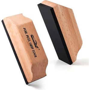 imageNEWISHTOOL 2 PCS Peel Grip Tool for Removing Vinyl Protective Foil Film Remover with Soft Rubber Surface and Wooded Handle ScratchFree and Smoothly Gliding to Quick Peel Off Coating Film Edge