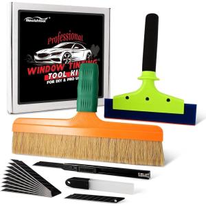 imageNEWISHTOOL Professional Window Tint Tools Kit Tint amp PPF Brush 12 Car Detailing Brush 8 Inch Window Tint Squeegee PPF Tools Auto Tinting Knife and Extra 10 PCS Black Blades for Vinyl Wrapping