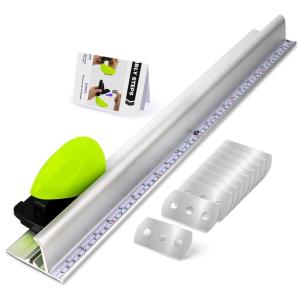 imageNEWISHTOOL Professional Aluminum Safety Ruler and Cutter Mouse Precise Scales Ruler with Hand Guard Edge and NonSlip Base Sturdy Ruler for Accurate Cutting amp Crafting Office Use Silver 24 InchSilver